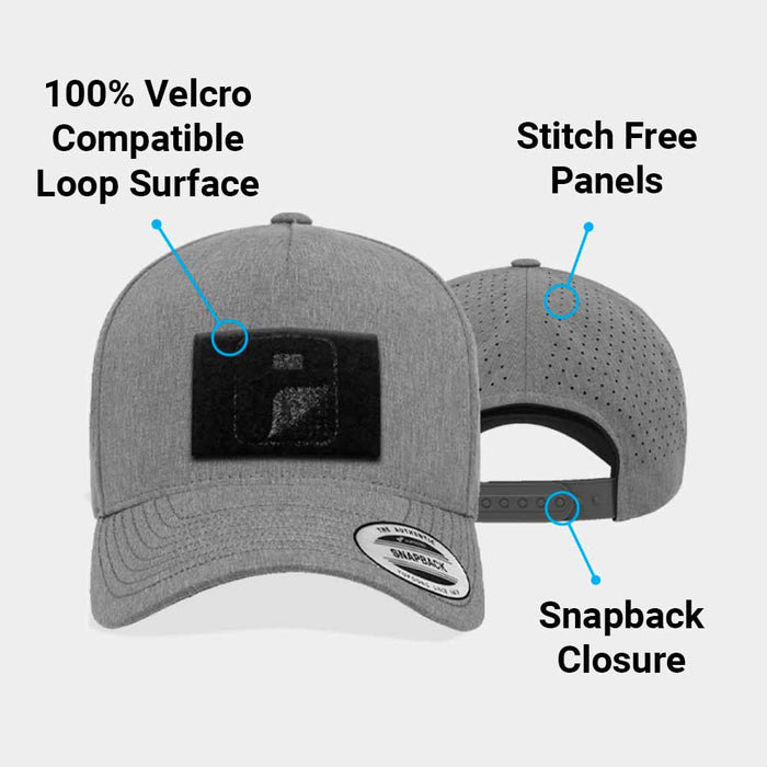 Premium Snapback Hat with Perforation - Curved Bill by Pull Patch (Heather Grey)