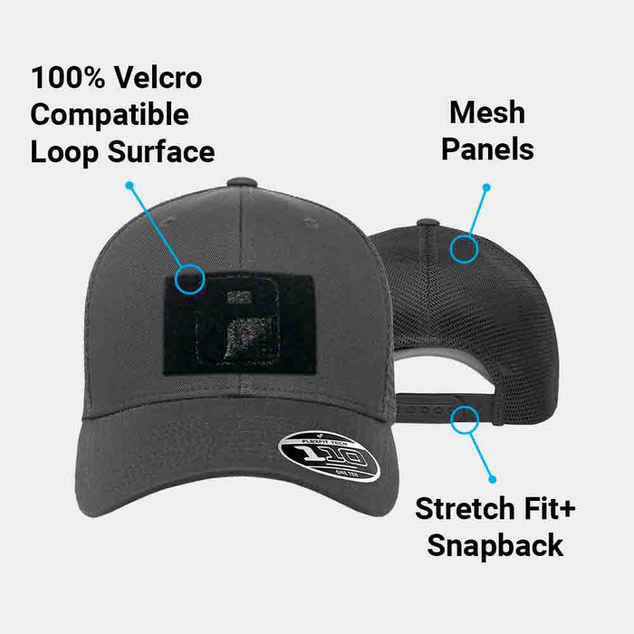 Trucker Curved Bill Flexfit + Snapback Hat by Pull Patch (Charcoal)