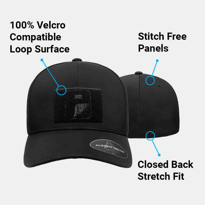 Delta Premium Curved Bill Flexfit Hat by Pull Patch (Black)