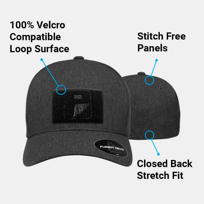 Delta Premium Curved Bill Flexfit Hat by Pull Patch (Melange Charcoal)