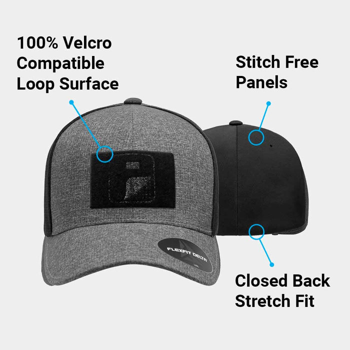 Delta Premium Curved Bill Flexfit Hat by Pull Patch (Melange Dark Grey/Charcoal)