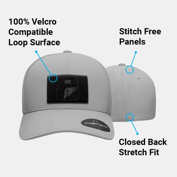 Delta Premium Curved Bill Flexfit Hat by Pull Patch (Silver)