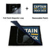 Two patches: a pull patch magnetic loop and a removable patch with 'Captain of the Snack Deck' text.