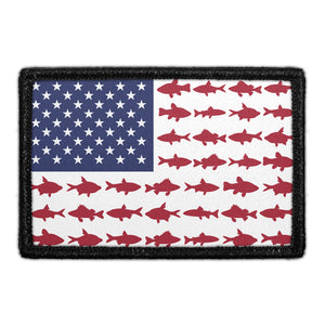 US Flag - Fish - Removable Patch - Pull Patch - Removable Patches For Authentic Flexfit and Snapback Hats