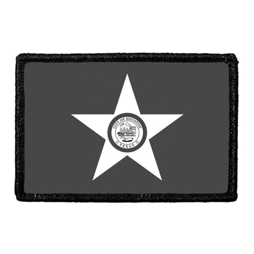 Houston City Flag - Black and White - Removable Patch - Pull Patch - Removable Patches For Authentic Flexfit and Snapback Hats