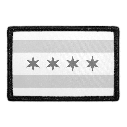 Chicago City Flag - Black and White - Removable Patch - Pull Patch - Removable Patches For Authentic Flexfit and Snapback Hats