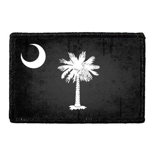 South Carolina State Flag - Black and White - Distressed - Removable Patch - Pull Patch - Removable Patches For Authentic Flexfit and Snapback Hats