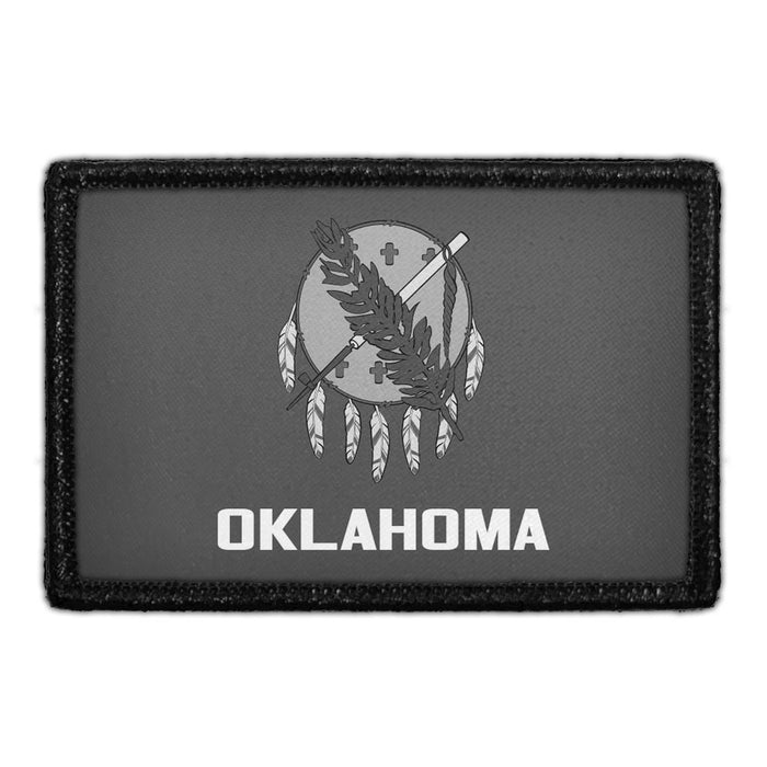 Oklahoma State Flag - Black and White - Removable Patch - Pull Patch - Removable Patches For Authentic Flexfit and Snapback Hats