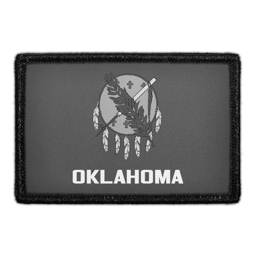 Oklahoma State Flag - Black and White - Removable Patch - Pull Patch - Removable Patches For Authentic Flexfit and Snapback Hats