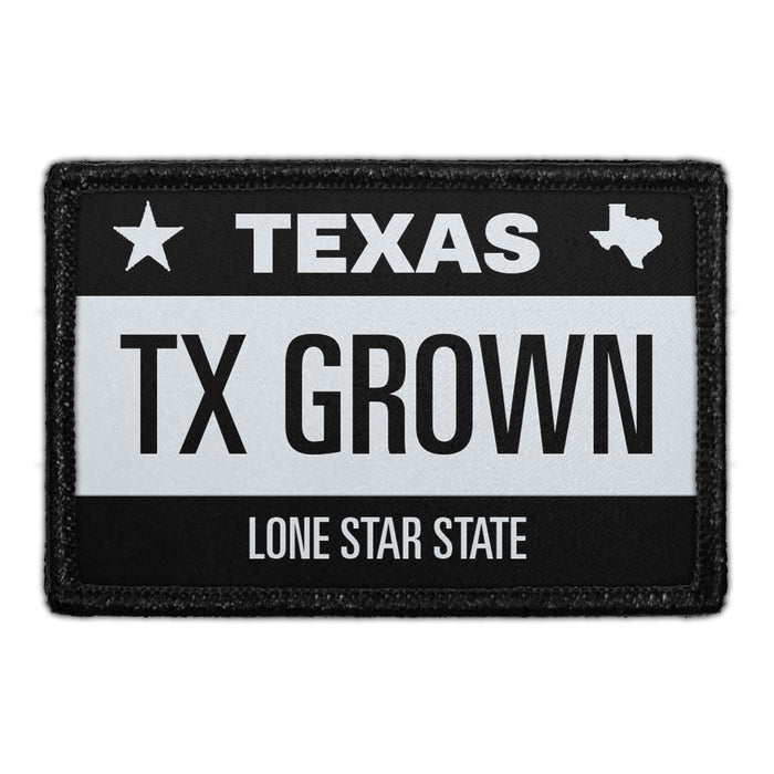 TX Grown - Texas License Plate - Removable Patch - Pull Patch - Removable Patches For Authentic Flexfit and Snapback Hats