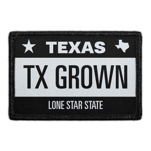 TX Grown - Texas License Plate - Removable Patch - Pull Patch - Removable Patches For Authentic Flexfit and Snapback Hats