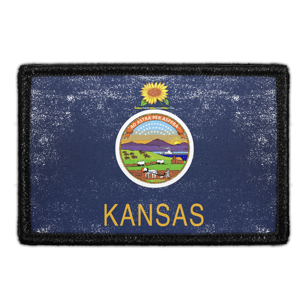 Kansas State Flag - Color - Distressed - Removable Patch — Pull Patch ...
