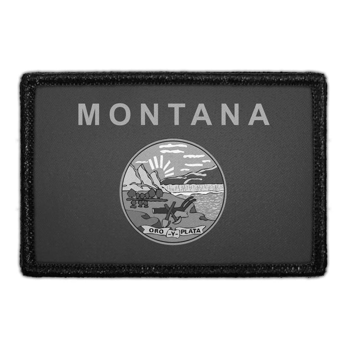 Montana State Flag - Black and White - Removable Patch - Pull Patch - Removable Patches For Authentic Flexfit and Snapback Hats
