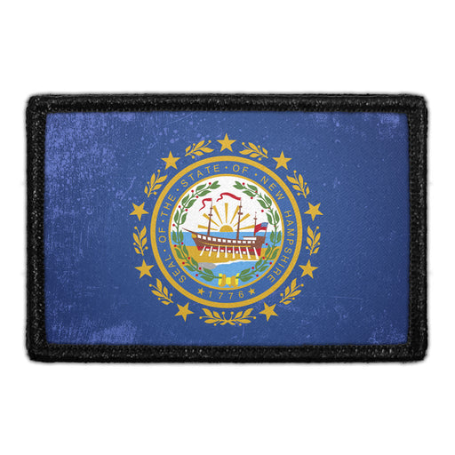 New Hampshire State Flag - Color - Distressed - Removable Patch - Pull Patch - Removable Patches For Authentic Flexfit and Snapback Hats