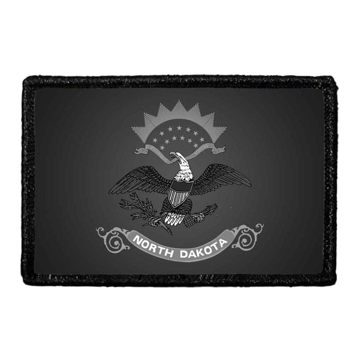 North Dakota State Flag - Black and White - Removable Patch - Pull Patch - Removable Patches For Authentic Flexfit and Snapback Hats