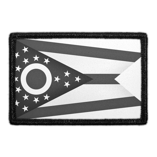 Ohio State Flag - Black and White - Removable Patch - Pull Patch - Removable Patches For Authentic Flexfit and Snapback Hats