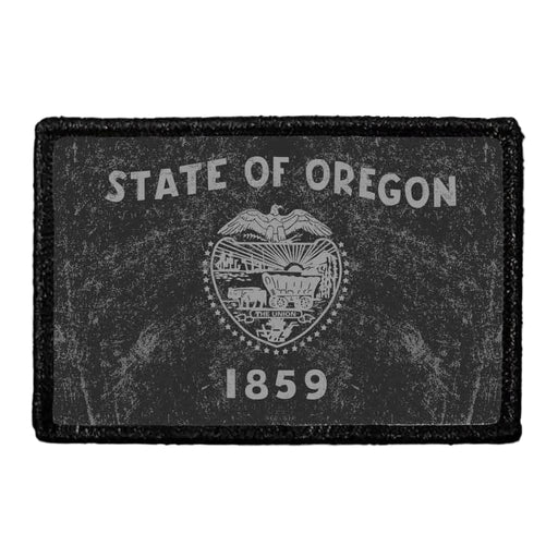 Oregon State Flag - Black and White - Distressed - Removable Patch - Pull Patch - Removable Patches For Authentic Flexfit and Snapback Hats