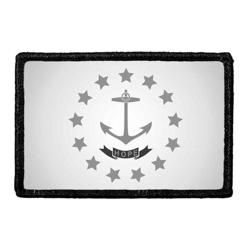 Rhode Island State Flag - Black and White - Removable Patch - Pull Patch - Removable Patches For Authentic Flexfit and Snapback Hats