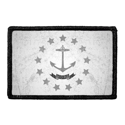Rhode Island State Flag - Black and White - Distressed - Removable Patch - Pull Patch - Removable Patches For Authentic Flexfit and Snapback Hats