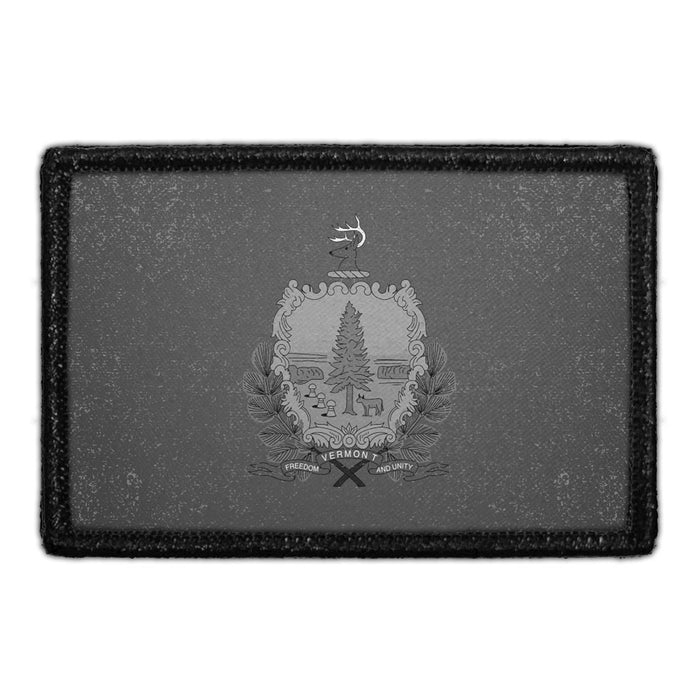 Vermont State Flag - Black and White - Distressed - Removable Patch - Pull Patch - Removable Patches For Authentic Flexfit and Snapback Hats