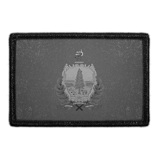 Vermont State Flag - Black and White - Distressed - Removable Patch - Pull Patch - Removable Patches For Authentic Flexfit and Snapback Hats