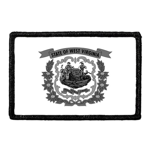 West Virginia State Flag - Black and White - Modified - Removable Patch - Pull Patch - Removable Patches For Authentic Flexfit and Snapback Hats