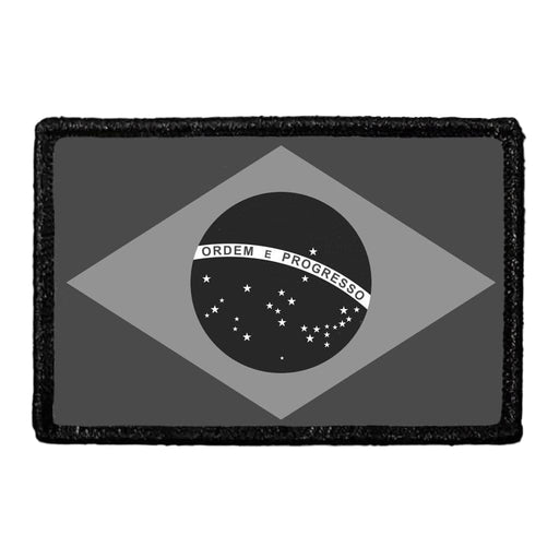 Brazil Flag - Black and White - Removable Patch - Pull Patch - Removable Patches For Authentic Flexfit and Snapback Hats