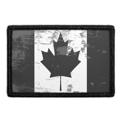 Canada Flag - Black and White - Distressed - Removable Patch - Pull Patch - Removable Patches For Authentic Flexfit and Snapback Hats