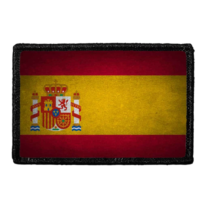 Spain Flag - Color - Distressed - Removable Patch - Pull Patch - Removable Patches For Authentic Flexfit and Snapback Hats