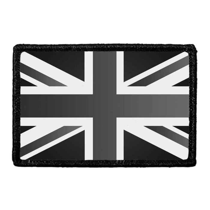 United Kingdom Flag - Black and White - Removable Patch - Pull Patch - Removable Patches For Authentic Flexfit and Snapback Hats