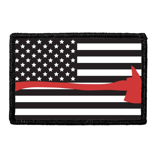 American Flag - Black and White - Fireman Axe - Patch - Pull Patch - Removable Patches For Authentic Flexfit and Snapback Hats