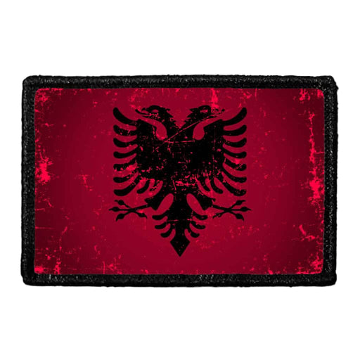 Albania Flag - Color - Distressed - Removable Patch - Pull Patch - Removable Patches For Authentic Flexfit and Snapback Hats
