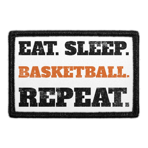 Eat. Sleep. Basketball. Repeat. - Removable Patch - Pull Patch - Removable Patches For Authentic Flexfit and Snapback Hats