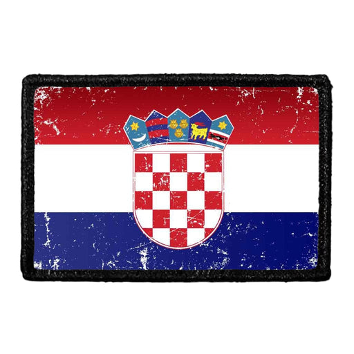 Croatia Flag - Color - Distressed - Removable Patch - Pull Patch - Removable Patches For Authentic Flexfit and Snapback Hats