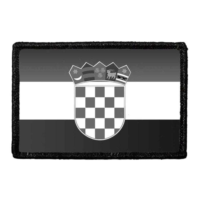 Croatia Flag - Black and White - Removable Patch - Pull Patch - Removable Patches For Authentic Flexfit and Snapback Hats