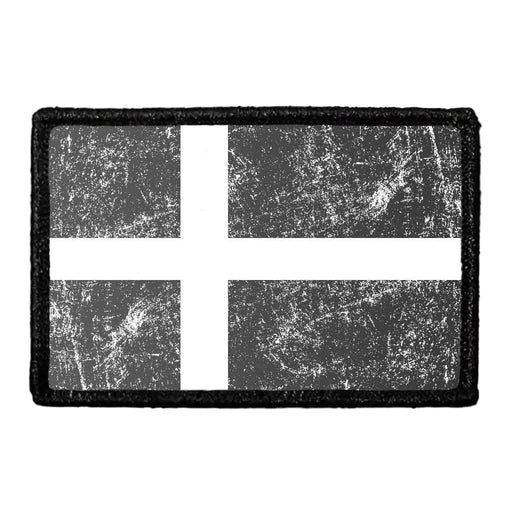 Denmark Flag - Black and White - Distressed - Removable Patch - Pull Patch - Removable Patches For Authentic Flexfit and Snapback Hats