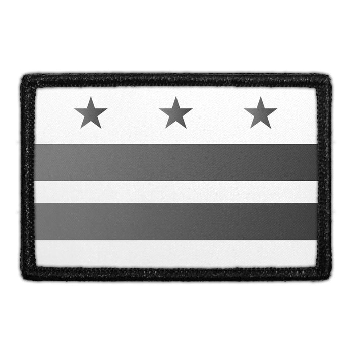 Washington D.C. City Flag - Black and White - Removable Patch - Pull Patch - Removable Patches For Authentic Flexfit and Snapback Hats