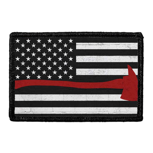 American Flag - Black and White - Distressed - Firefighter Axe - Patch - Pull Patch - Removable Patches For Authentic Flexfit and Snapback Hats