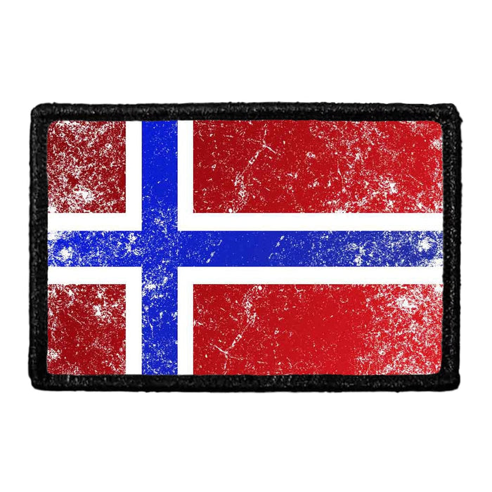 Norway Flag - Color - Distressed - Removable Patch - Pull Patch - Removable Patches For Authentic Flexfit and Snapback Hats