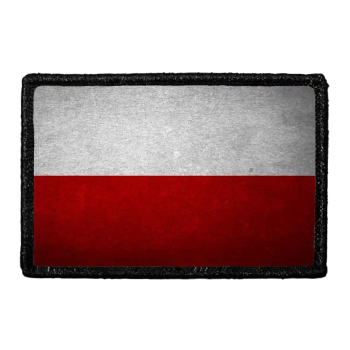 Poland Flag - Color - Distressed - Removable Patch - Pull Patch - Removable Patches For Authentic Flexfit and Snapback Hats