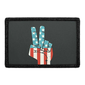 Peace Fingers - American Flag - Patch - Pull Patch - Removable Patches For Authentic Flexfit and Snapback Hats
