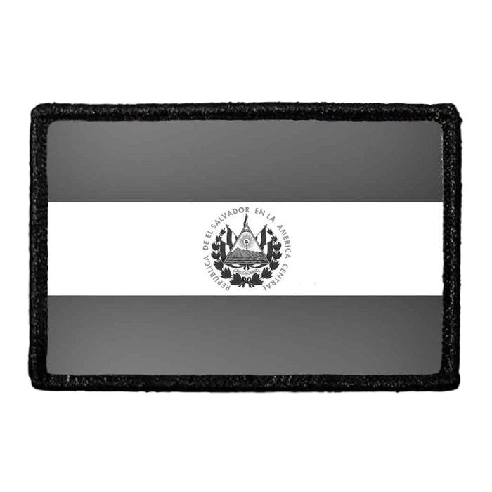 El Salvador Flag - Black and White - Removable Patch - Pull Patch - Removable Patches For Authentic Flexfit and Snapback Hats