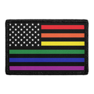 US Flag - Rainbow Stripes - Removable Patch - Pull Patch - Removable Patches For Authentic Flexfit and Snapback Hats