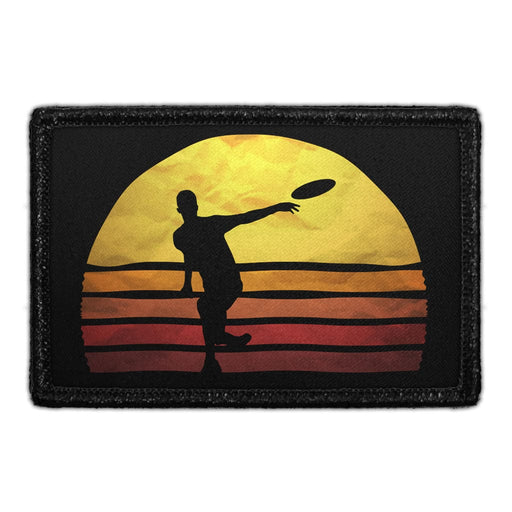 DISC GOLF - SUNSET Meta Data - Crop Image Text - - Removable Patch - Pull Patch - Removable Patches For Authentic Flexfit and Snapback Hats