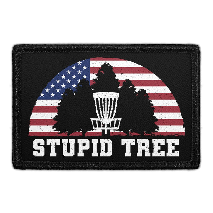 STUPID TREE - USA - DISC GOLF Meta Data - Crop Image Text - - Removable Patch - Pull Patch - Removable Patches For Authentic Flexfit and Snapback Hats