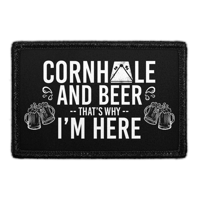 CORNHOLE AND BEER - THAT'S WHY I'M HERE
 Meta Data - Crop Image Text - - Removable Patch - Pull Patch - Removable Patches For Authentic Flexfit and Snapback Hats