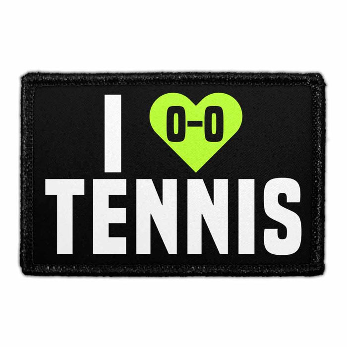 I Love Tennis - Removable Patch - Pull Patch - Removable Patches For Authentic Flexfit and Snapback Hats Tennis Morale Tactical Patch Cap Velcro Hook and Loop