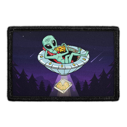 Alien Eating Pizza - Removable Patch - Pull Patch - Removable Patches That Stick To Your Gear
