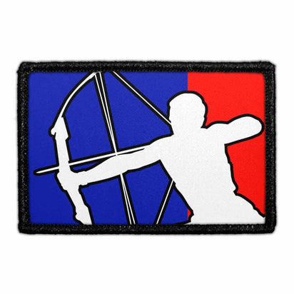 Archery Red - Blue Logo - Removable Patch - Pull Patch - Removable Patches That Stick To Your Gear