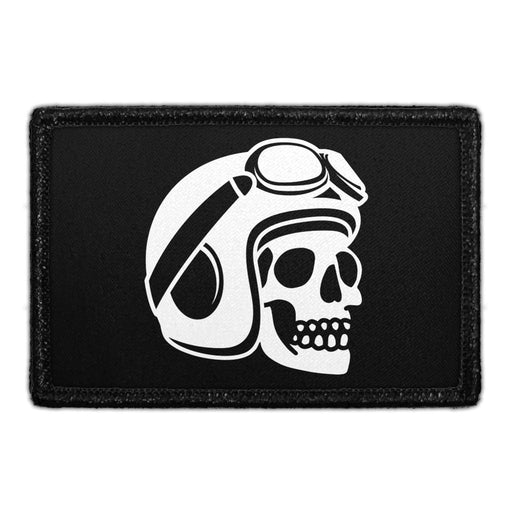 Skull With Motorcycle Helmet - Removable Patch - Pull Patch - Removable Patches That Stick To Your Gear